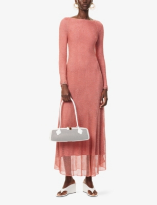 Alaïa Womens Chain Long-sleeves Woven Maxi Dress Corail In Corail