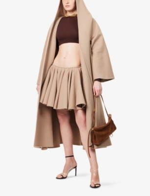 ALAIA: Hooded Belted Wool and Cashmere Cape