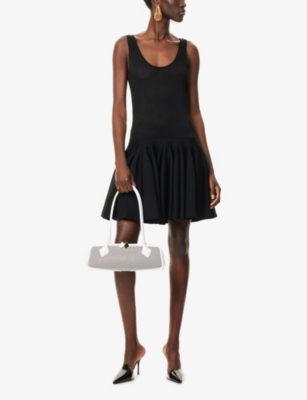 ALAIA: Godet Ruffled Knitted Mini Dress