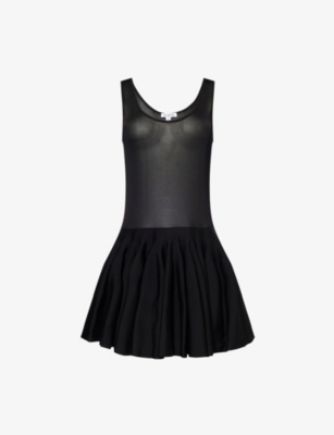 ALAIA: Godet Ruffled Knitted Mini Dress