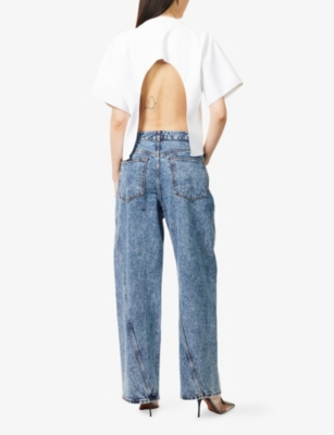 ALAIA: Open-Back Round-Neck Stretch-Crepe T-Shirt