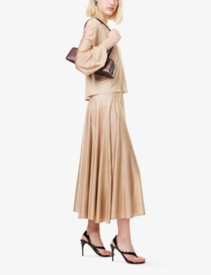 Alaïa Pleated Maxi Skirt In Beige Clair