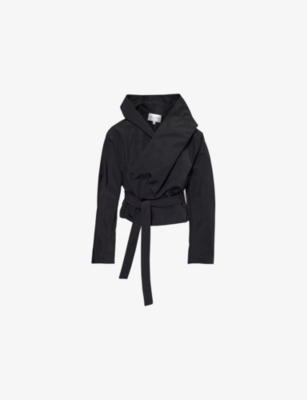 ALAIA: Hooded Biker Belted Woven Jacket