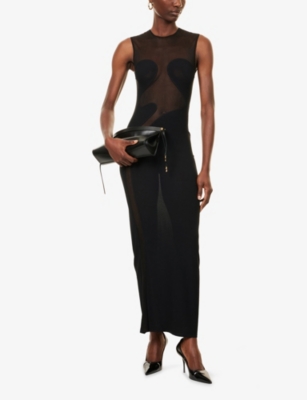 Alaïa Womens Noir Alaia Molded Sleeveless Woven Maxi Dress In Black