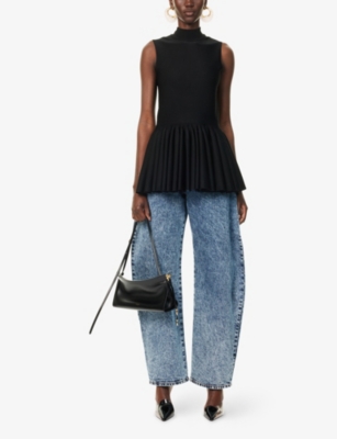ALAIA: Godet Pleated Knitted Top