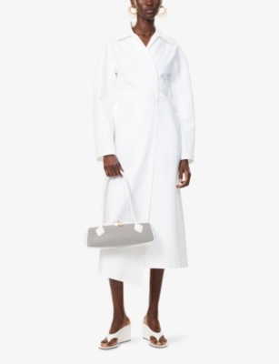 ALAIA: Wrap Spiral-Waistband Cotton-Poplin Maxi Dress