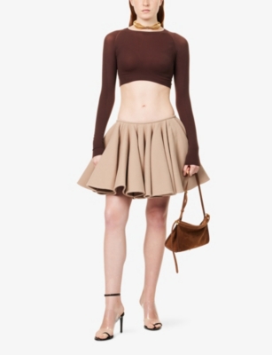 ALAIA: Second Skin Crop Stretch-Woven Top