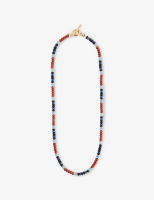 ZIMMERMANN: Mellow 12ct Yellow Gold-Plated Brass and Lapis, Jasper, Agate and Aquamarine Beaded Necklace