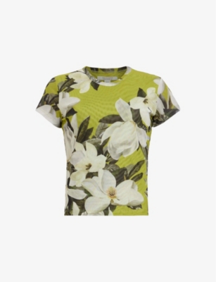 Allsaints Womens Revive Stem Gr Ellie Floral-print Mesh T-shirt In Revive Stem Gr