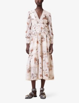 ALLSAINTS: Zora Floral-Print Chiffon Maxi Dress
