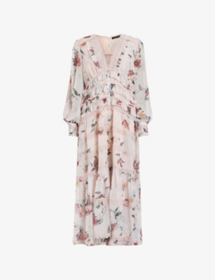 ALLSAINTS: Zora Floral-Print Chiffon Maxi Dress