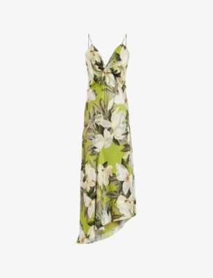 Allsaints Womens Revive Stem Gr Alexia Flora-print Woven Midi Dress In Revive Stem Gr