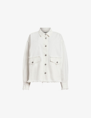 ALLSAINTS: Hetti Frayed-Trim Denim Jacket