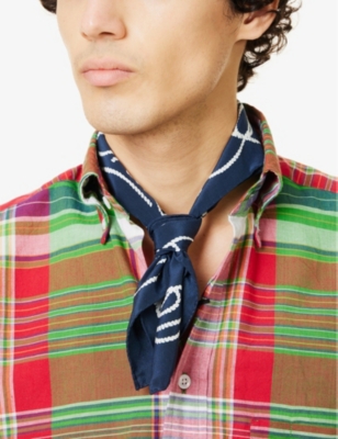 DRAKES: Rope Border Polka-Dot Silk Bandana