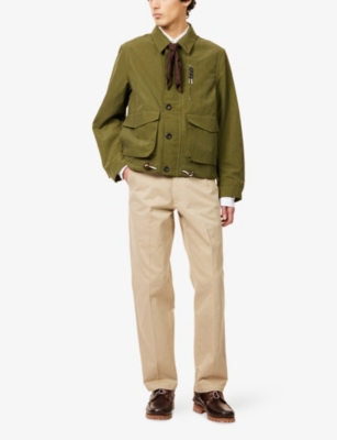 DRAKES: Boxy-fit flap-pocket cotton-blend jacket