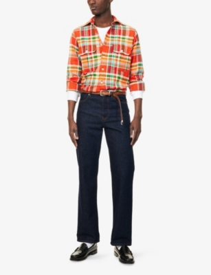 DRAKES: Ticking Check-Print Linen and Cotton Shirt