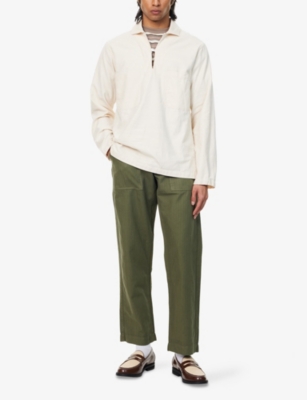 Shop Drake's Mens Drakes Patch-pocket Long-sleeved Linen Shirt In Ecru