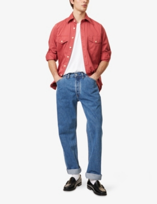 DRAKES: Selvedge Regular-Fit Tapered-Leg Jeans