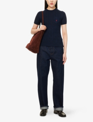POLO RALPH LAUREN: Cable-Knit Short-Sleeves Cotton-Knit Jumper
