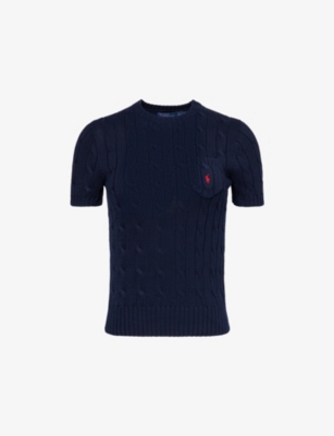 POLO RALPH LAUREN: Cable-Knit Short-Sleeves Cotton-Knit Jumper