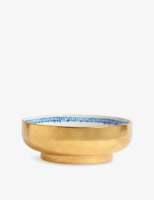 L'objet White Blue And Gold Ruan Hoffmann Collection Medium Bowl 25cm In White Blue And Gold
