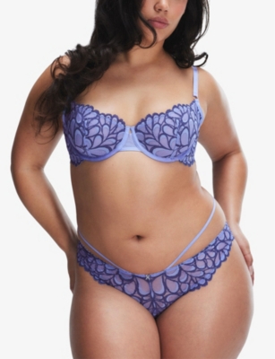 Savage X Fenty Womens  Savage Not Sorry Unlined Balconette Lace Bra In Prpl Prismdrk&stormy Blu