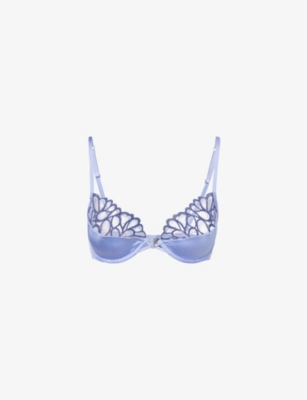 Savage X Fenty X Fenty Womens Prpl Prismdrk&stormy Blu Savage Not Sorry Half-cup Plunge Lace Bra
