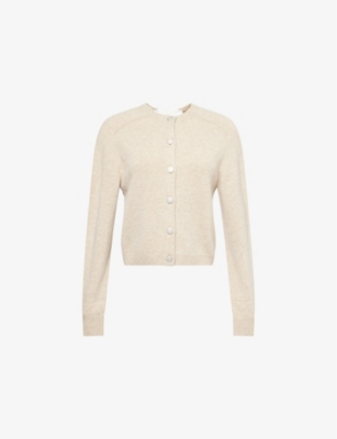 CARVEN WOMENS OAT TIE-BACK BRUSHED CASHMERE KNITTED CARDIGAN 