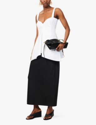 CARVEN WOMENS WHITE STRAIGHT-NECK PANELLED COTTON TOO 
