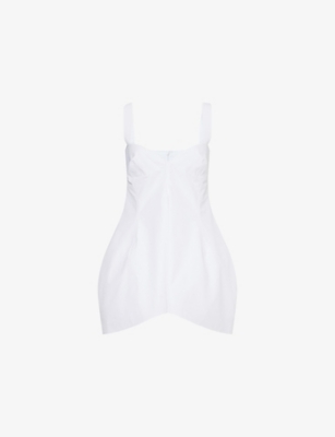CARVEN WOMENS WHITE STRAIGHT-NECK PANELLED COTTON TOO 