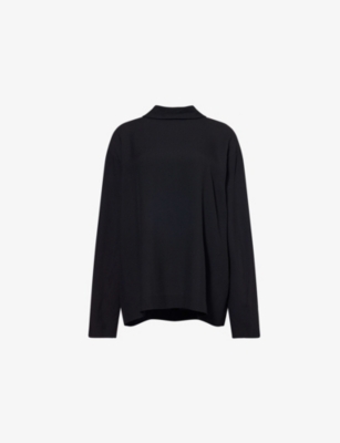 CARVEN: Collared Long-Sleeve Woven Top
