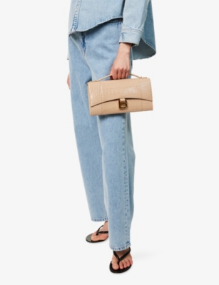 Hourglass Croc-Effect Leather Pochette