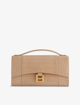 Hourglass Croc-Effect Leather Pochette