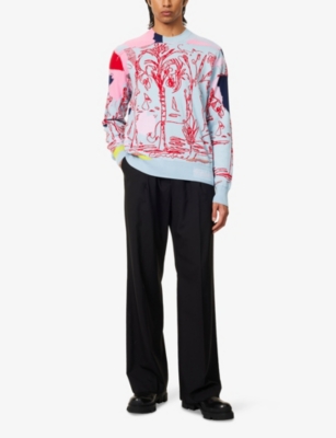 GIVENCHY: Doodle-Intarsia Crew-Neck Cotton Knitted Jumper