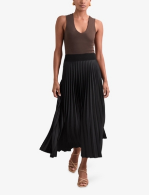 REISS: Seren Pleated Woven Midi Skirt