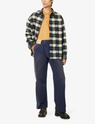 Shop Jw Anderson W Anderson Mens Navy Twisted Workwear Panelled Denim Jeans