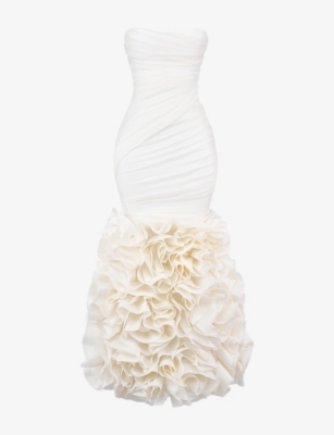 House Of Cb Womens Ivory Gabrielle Ruffled Organza-blend Bridal Gown Xs In White