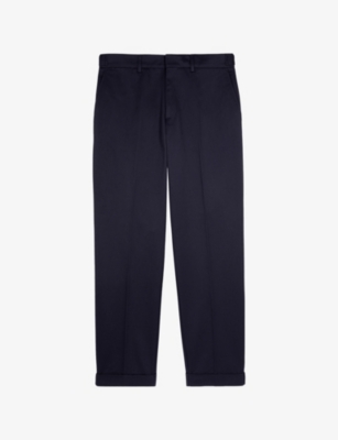 The Kooples Mens Dark Navy Straight-leg Regular-fit Cotton Trousers