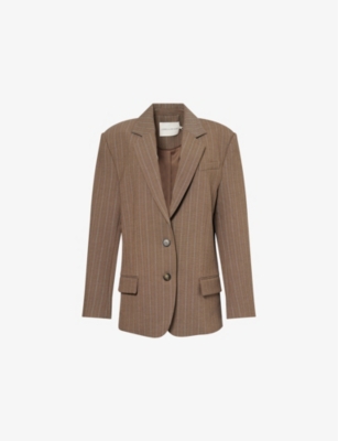 CAMILLA AND MARC: Calone Stripe Single-Breasted Woven Blazer