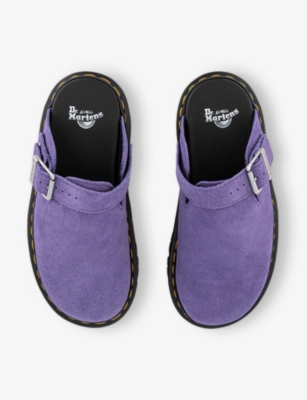 DR. MARTENS: Zebzag Platform Suede Mules