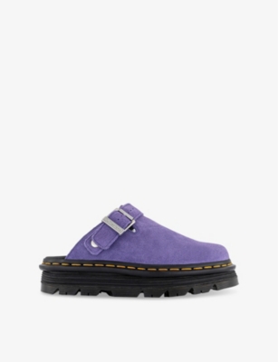 DR. MARTENS: Zebzag Platform Suede Mules