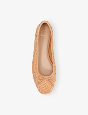 Dune Womens  Heat Woven Leather Ballet Flats In Pink Leather