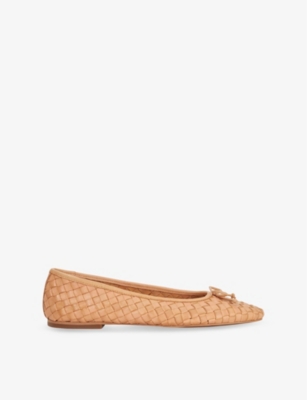 Dune Womens  Heat Woven Leather Ballet Flats In Pink Leather