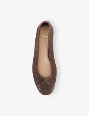 Dune Womens  Heat Woven Leather Ballet Flats In Brown Leather