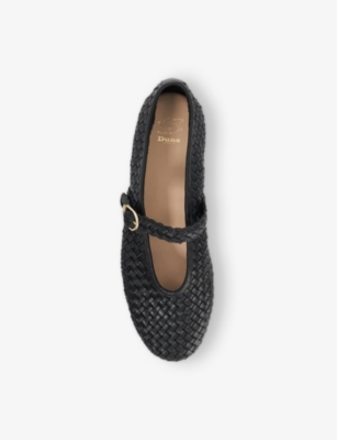 DUNE: Headline Mary-Jane Woven Leather Ballet Flats