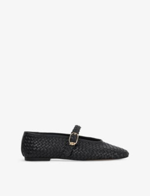 DUNE: Headline Mary-Jane Woven Leather Ballet Flats
