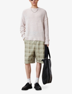 ALLSAINTS: Benji Elasticated-Waist Checked Cotton Sweat Shorts