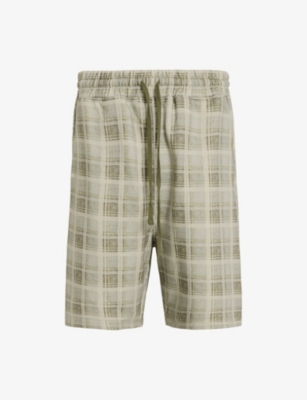 ALLSAINTS: Benji Elasticated-Waist Checked Cotton Sweat Shorts