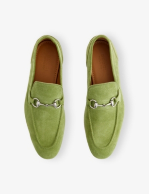 Gucci Mens  Jordaan Horsebit-embellished Suede Loafers In Green Seasalt
