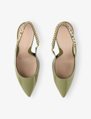 Gucci Nappa Leather Open Toe Flat Sole Sandals In Herbs Light Green